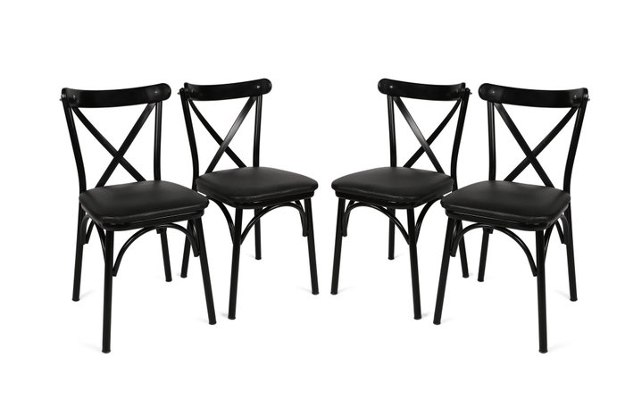 Hanah Home Ekol 1331 V4 Juego de 4 Sillas Negras
